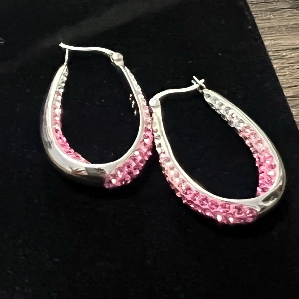 Pair of Pink swarovski crystal elements earrings